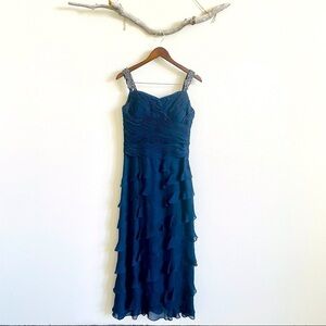 3/$20 JS Collections Navy Blue Beaded Strap Tiered Dress